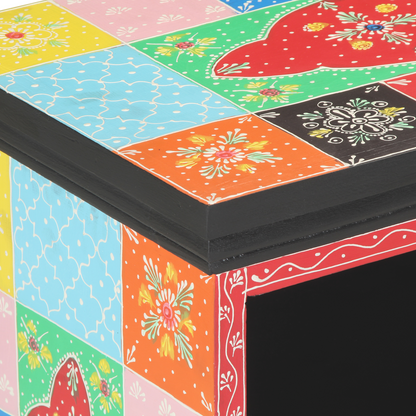 Tv-Skab Med Skuffe Flerfarvet 80 X 35 X 50 Cm Massivt Mangotræ