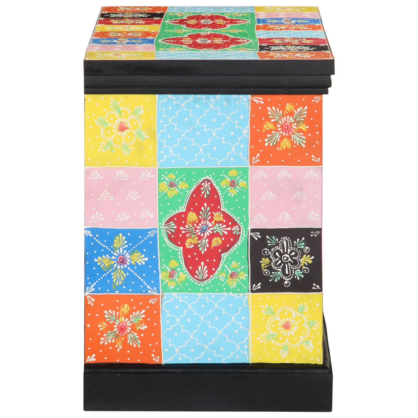 Tv-Skab Med Skuffe Flerfarvet 80 X 35 X 50 Cm Massivt Mangotræ