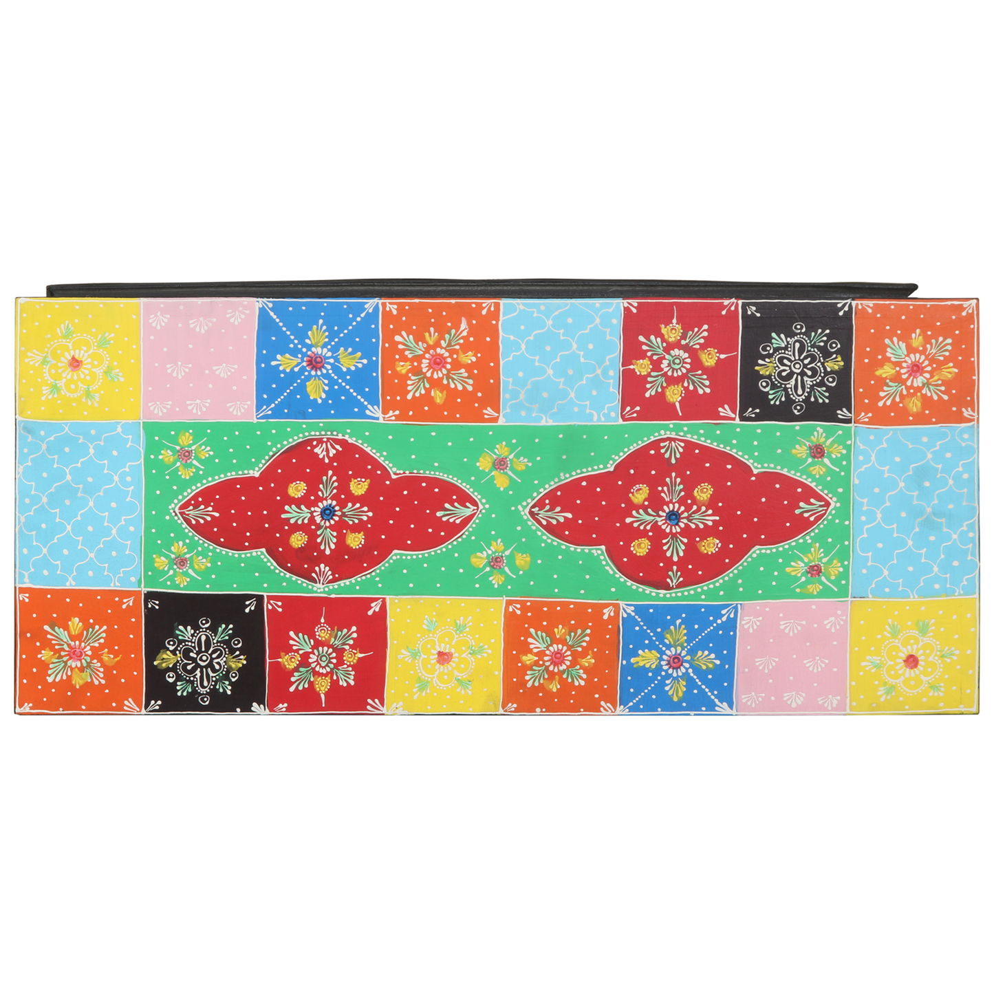 Tv-Skab Med Skuffe Flerfarvet 80 X 35 X 50 Cm Massivt Mangotræ