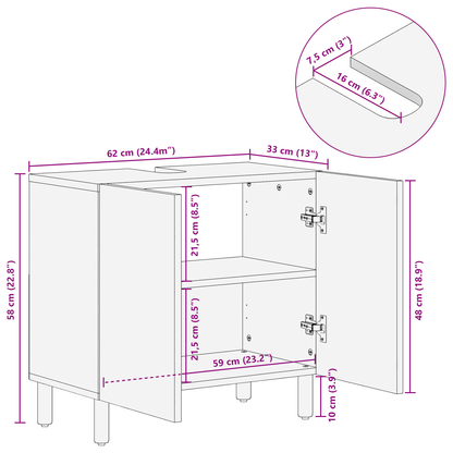 Badeværelsesskabs Vaskeskab Med Hylde Brun Massivt Akacietræ