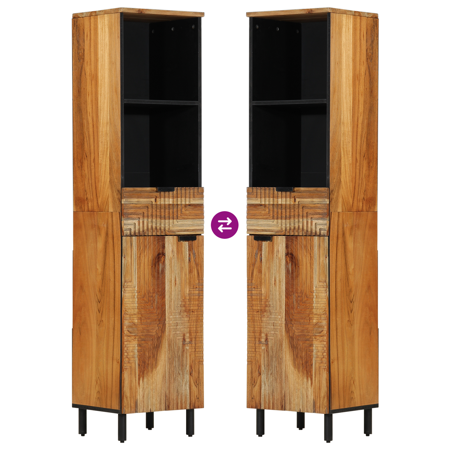 Badeværelsesskab Brun 38 X 33 X 160 Cm Massivt Akacietræ