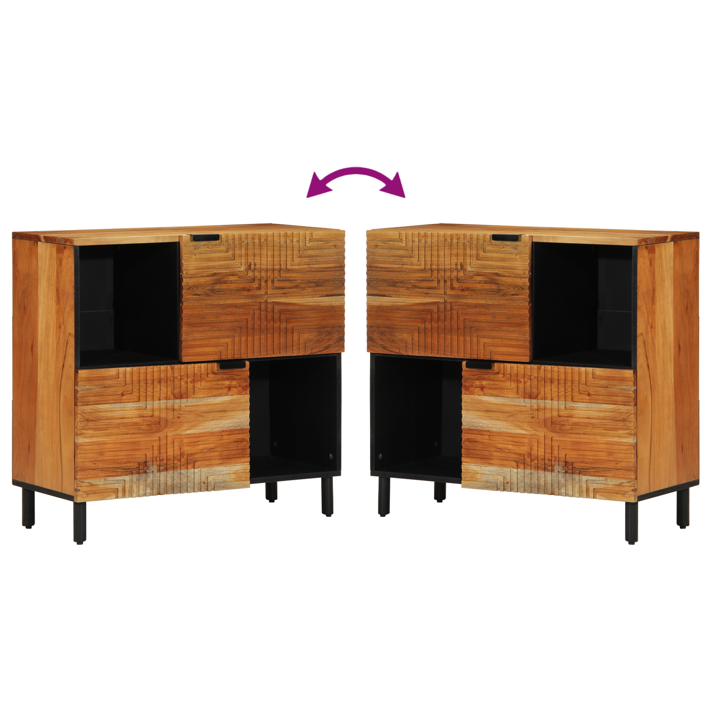 Sideboard Med Hylde Brun 80 X 33 X 75 Cm Massivt Akacietræ