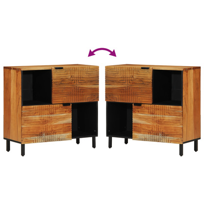 Sideboard Med Hylde Brun 80 X 33 X 75 Cm Massivt Akacietræ