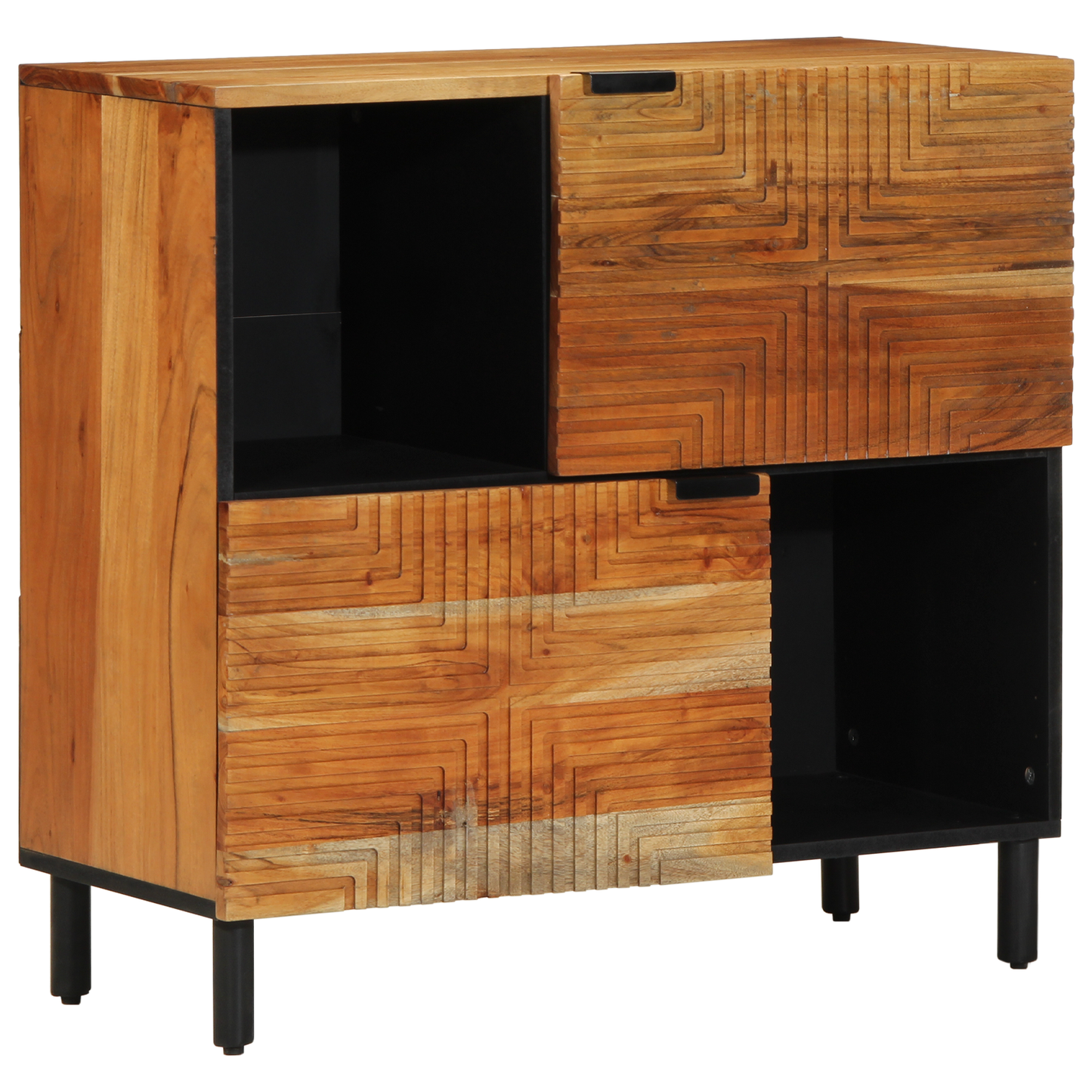 Sideboard Med Hylde Brun 80 X 33 X 75 Cm Massivt Akacietræ