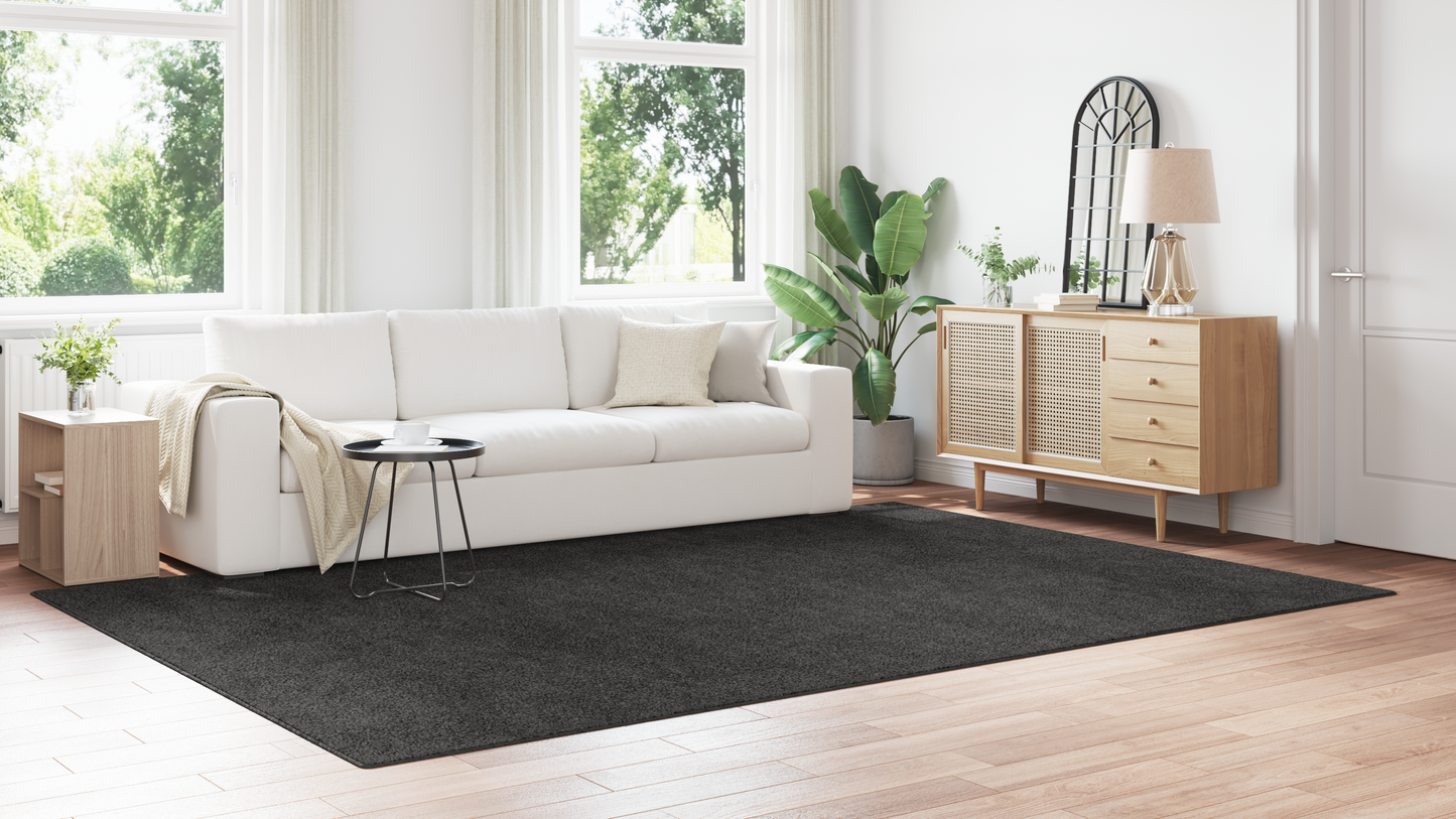 Langhåret Tæppe Med Latex Bagside Mørkegrå 240X340 Cm