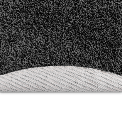Fuzzy Tæppe Med Latexbund Mørkegrå Ø120 Cm