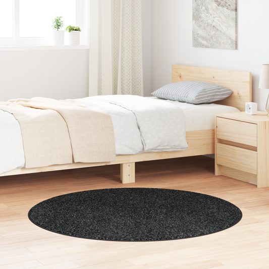 Fuzzy Tæppe Med Latexbund Mørkegrå Ø120 Cm