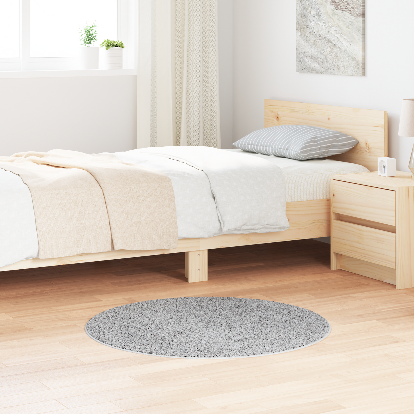 Anti-Slip Shaggy Tæppe Grå 90 X 90 Cm Pp