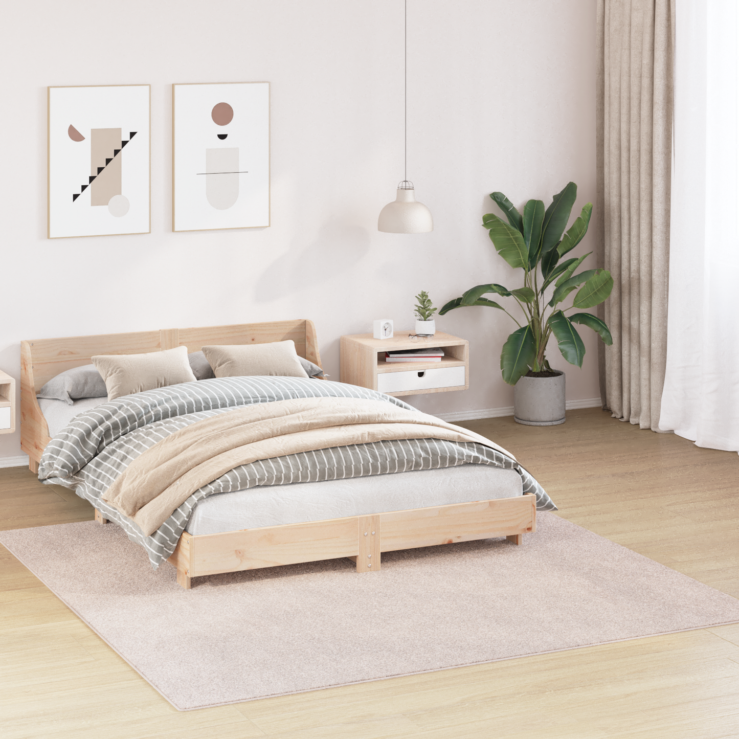 Fluffy Tæppe Med Latex Bagside Creme 200X200 Cm