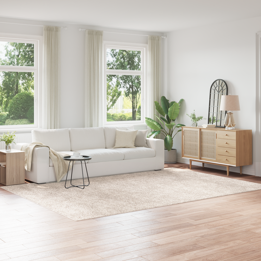Plysset Tæppe Med Latexbagside Creme 240X340 Cm