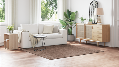 Langhåret Tæppe Med Latex Baggrund Brun 200X200 Cm