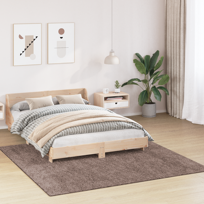 Langhåret Tæppe Med Latex Baggrund Brun 200X200 Cm
