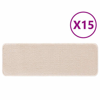 Skridsikre Trappemåtter 15 Dele Creme 60 X 25 Cm Pp