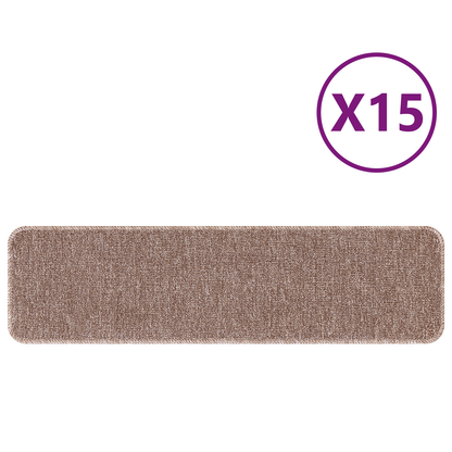 Skridsikre Trappemåtter 15 Dele Lysebrun 75 X 20 Cm Pp