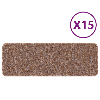 Skridsikre Trappemåtter 15 Dele Brun 60 X 25 Cm Pp