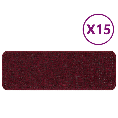 Skridsikre Trappemåtter 15 Dele Bordeaux 60 X 25 Cm Pp