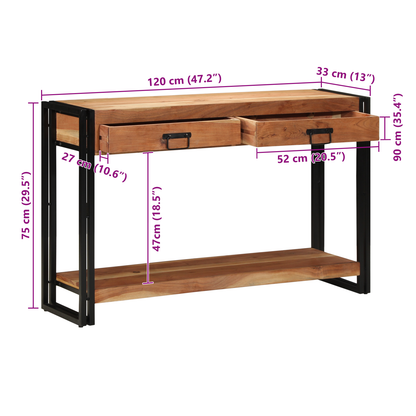 Konsolbord 120X33X75 Cm Massivt Akacietræ