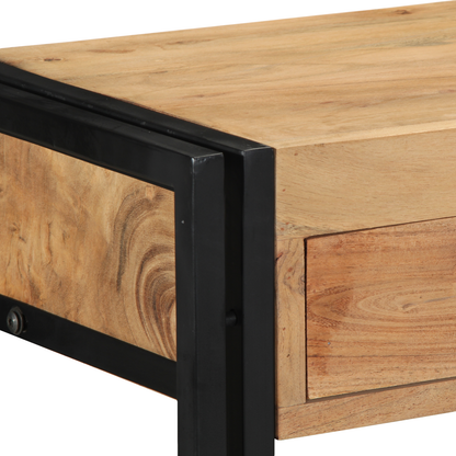 Konsolbord Sort 90X33X75 Cm Massivt Akacietræ Og Metal