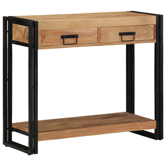 Konsolbord Sort 90X33X75 Cm Massivt Akacietræ Og Metal