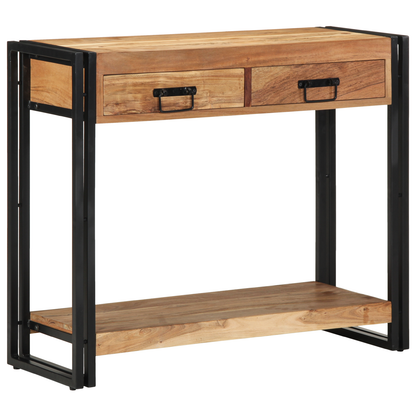 Konsolbord Sort 90X33X75 Cm Massivt Akacietræ Og Metal