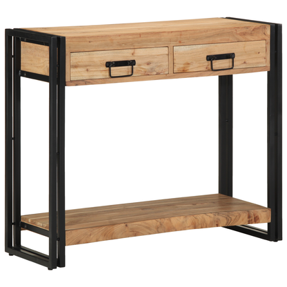 Konsolbord Sort 90X33X75 Cm Massivt Akacietræ Og Metal