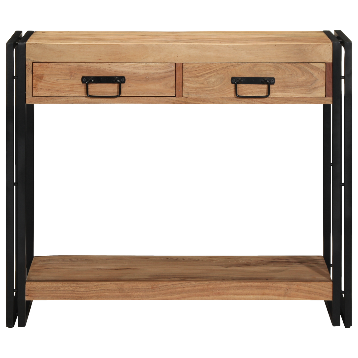 Konsolbord Sort 90X33X75 Cm Massivt Akacietræ Og Metal