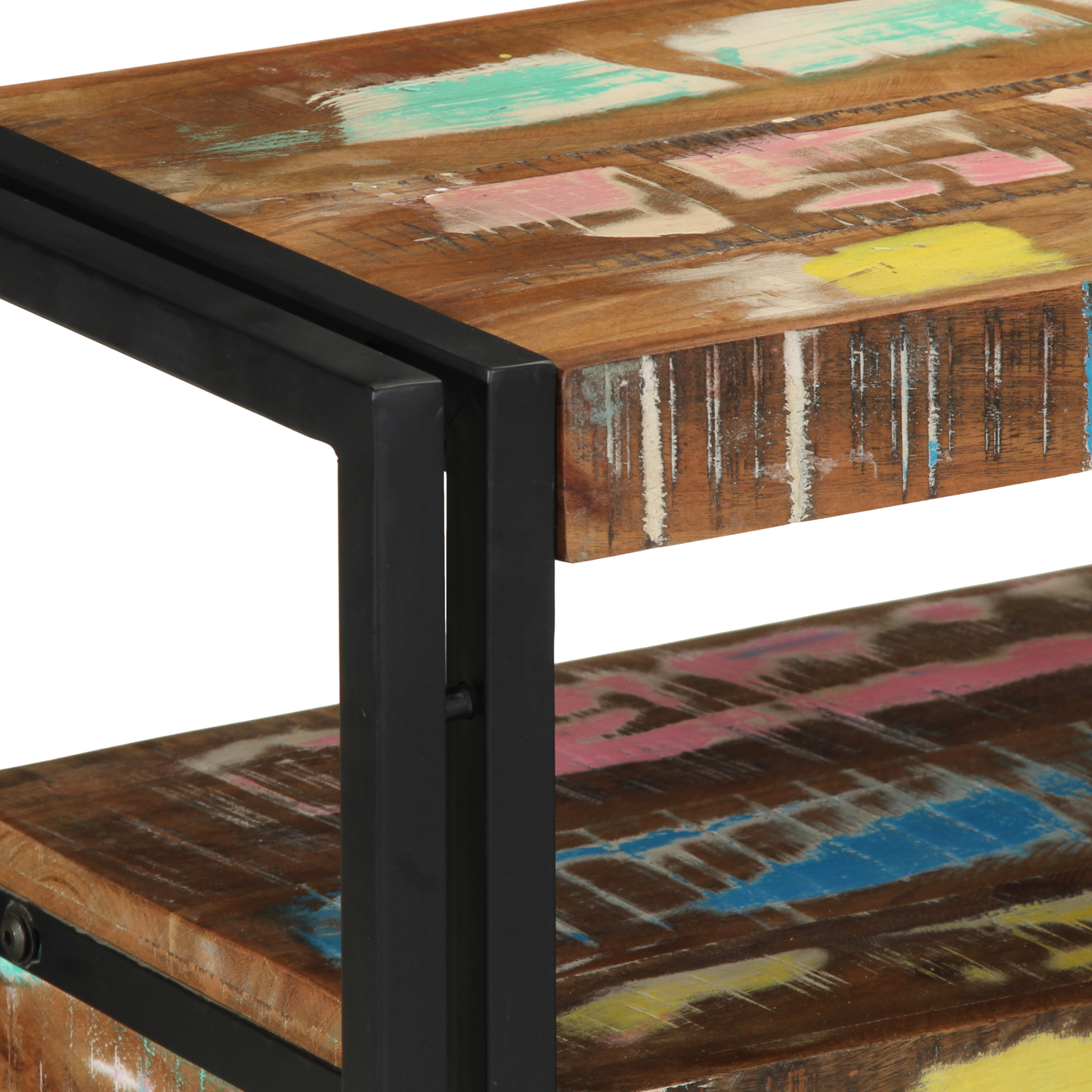 Endeborde Flerfarvet 120X33X75 Cm Solid Genbrugstræ Og Metal