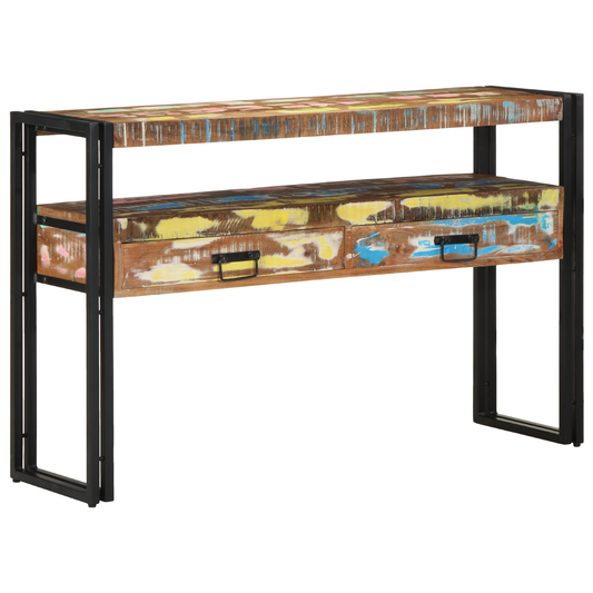 Endeborde Flerfarvet 120X33X75 Cm Solid Genbrugstræ Og Metal
