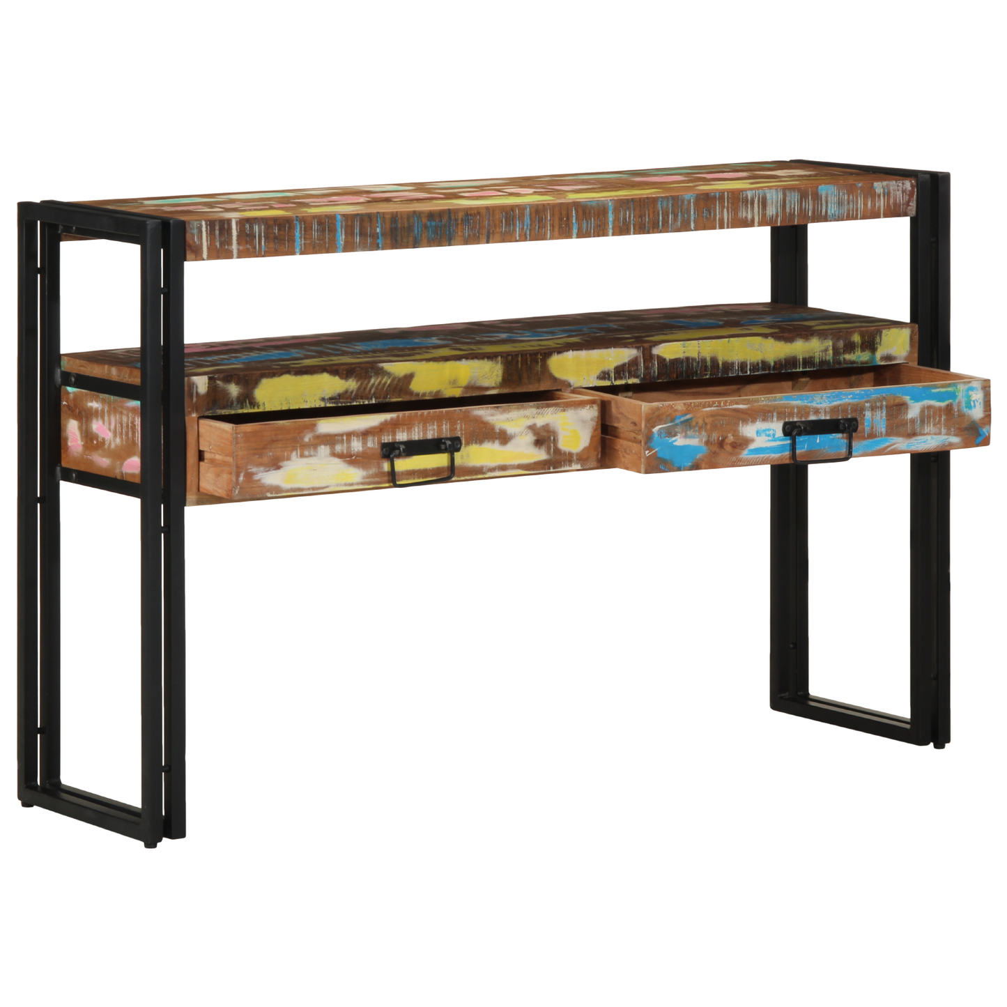 Endeborde Flerfarvet 120X33X75 Cm Solid Genbrugstræ Og Metal