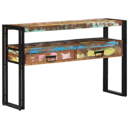 Endeborde Flerfarvet 120X33X75 Cm Solid Genbrugstræ Og Metal