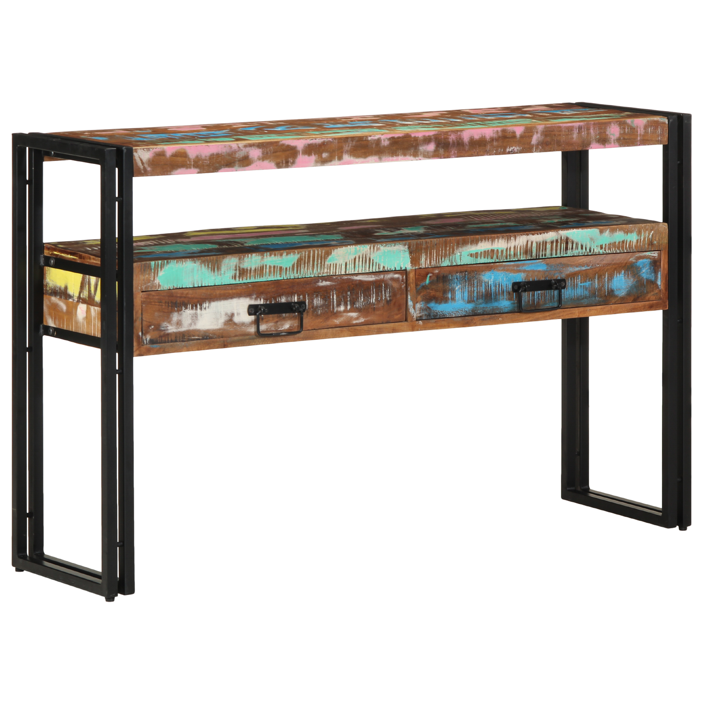 Endeborde Flerfarvet 120X33X75 Cm Solid Genbrugstræ Og Metal