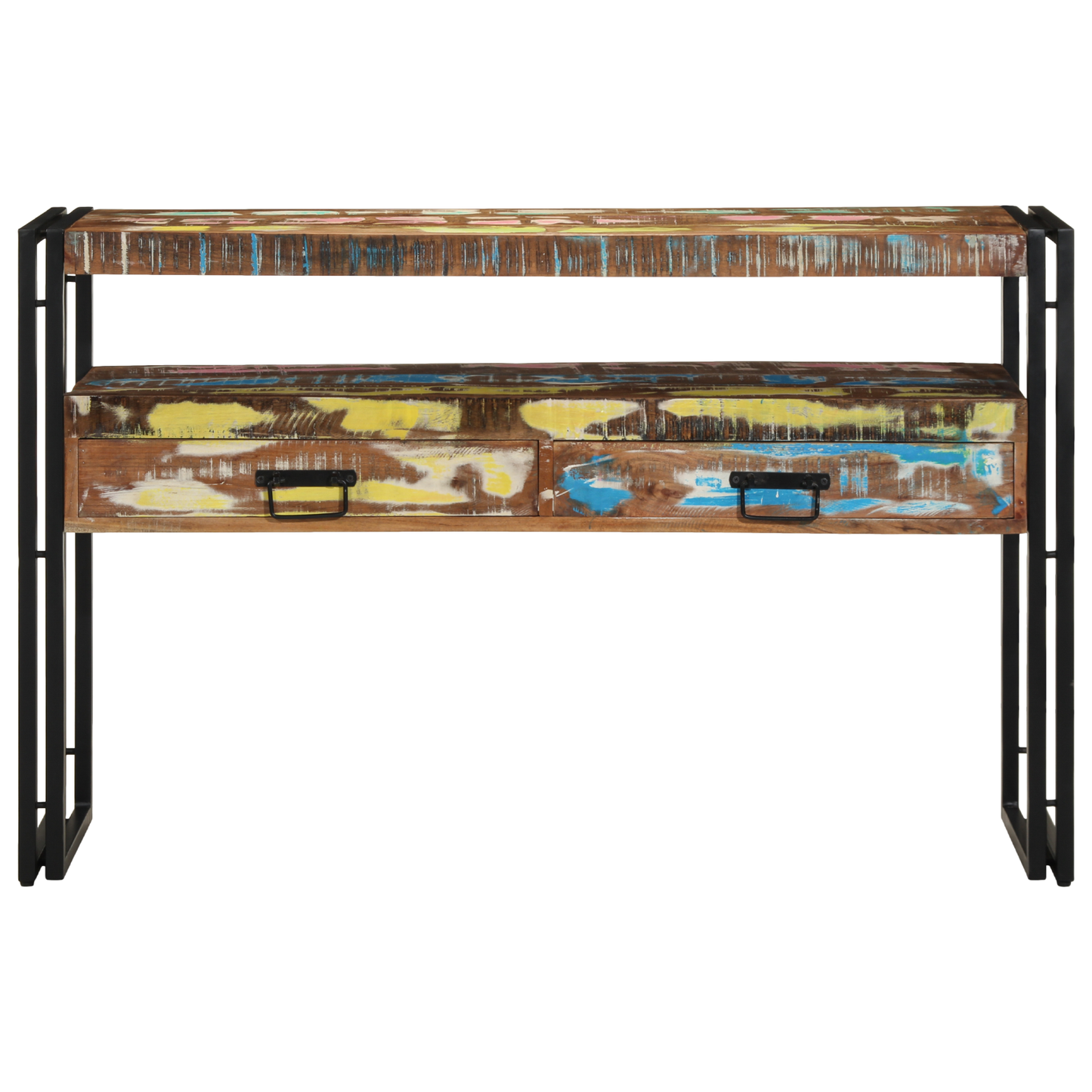Endeborde Flerfarvet 120X33X75 Cm Solid Genbrugstræ Og Metal