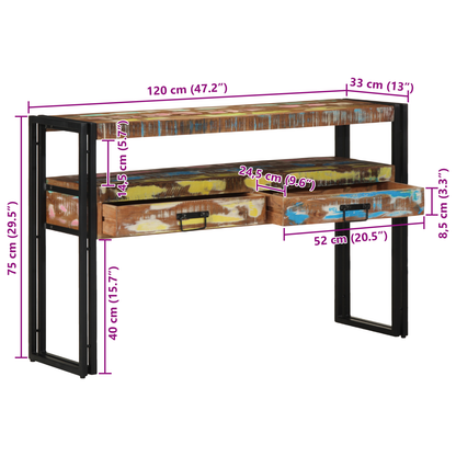Endeborde Flerfarvet 120X33X75 Cm Solid Genbrugstræ Og Metal