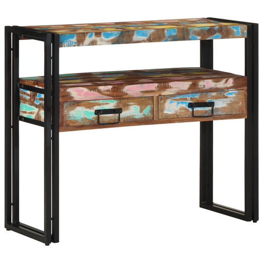 Endeborde Flerfarvet 90X33X75 Cm Solid Genbrugstræ & Metal