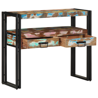 Endeborde Flerfarvet 90X33X75 Cm Solid Genbrugstræ & Metal