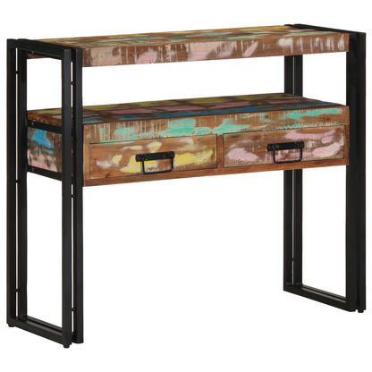 Endeborde Flerfarvet 90X33X75 Cm Solid Genbrugstræ & Metal
