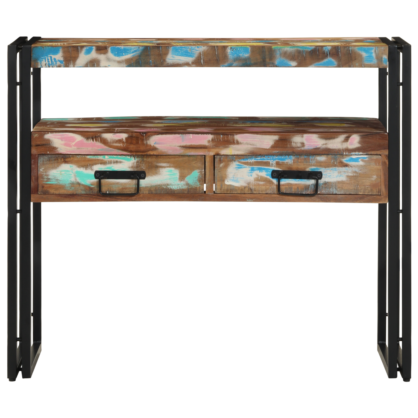 Endeborde Flerfarvet 90X33X75 Cm Solid Genbrugstræ & Metal