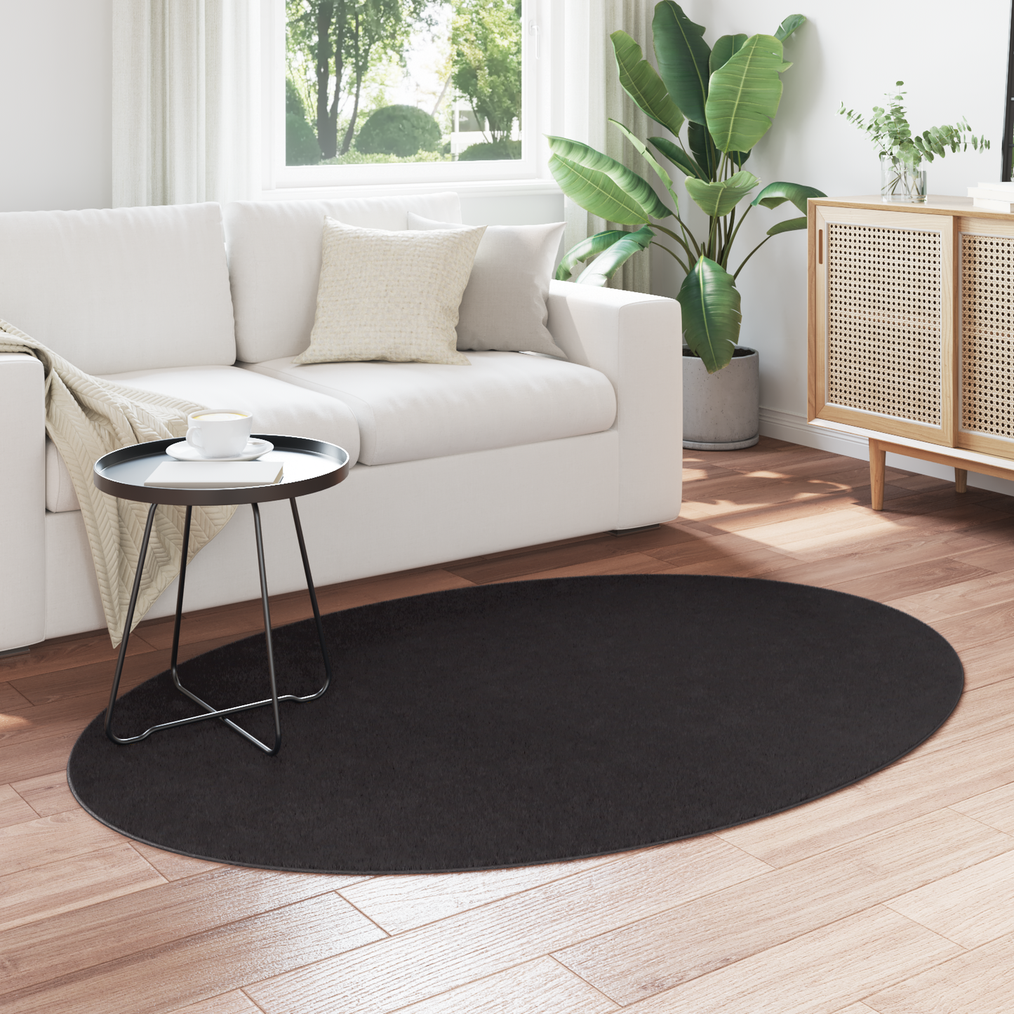 Tæppe &quot;Huarte&quot; Sort 120X170 Cm Oval