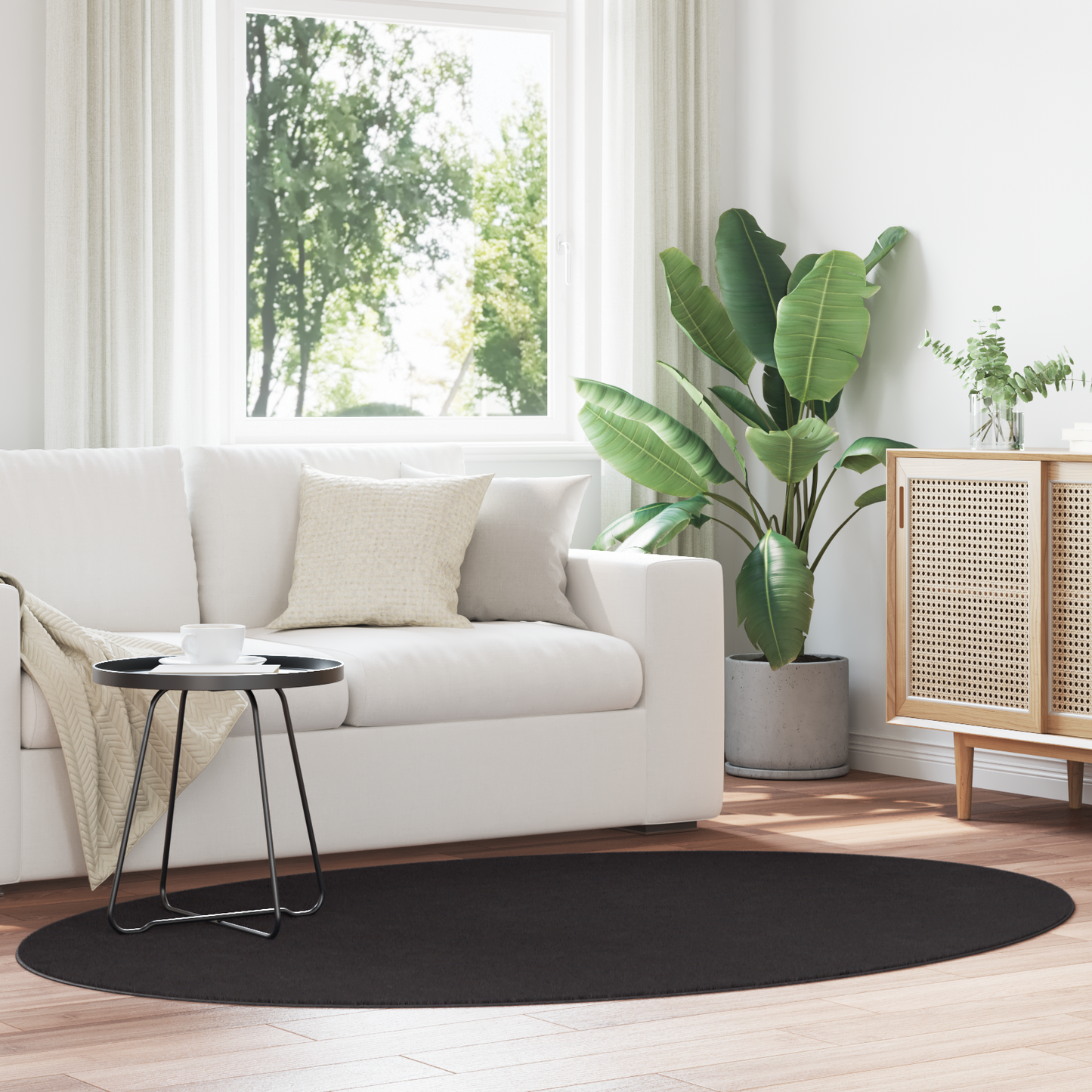 Tæppe &quot;Huarte&quot; Sort 140X200 Cm Oval