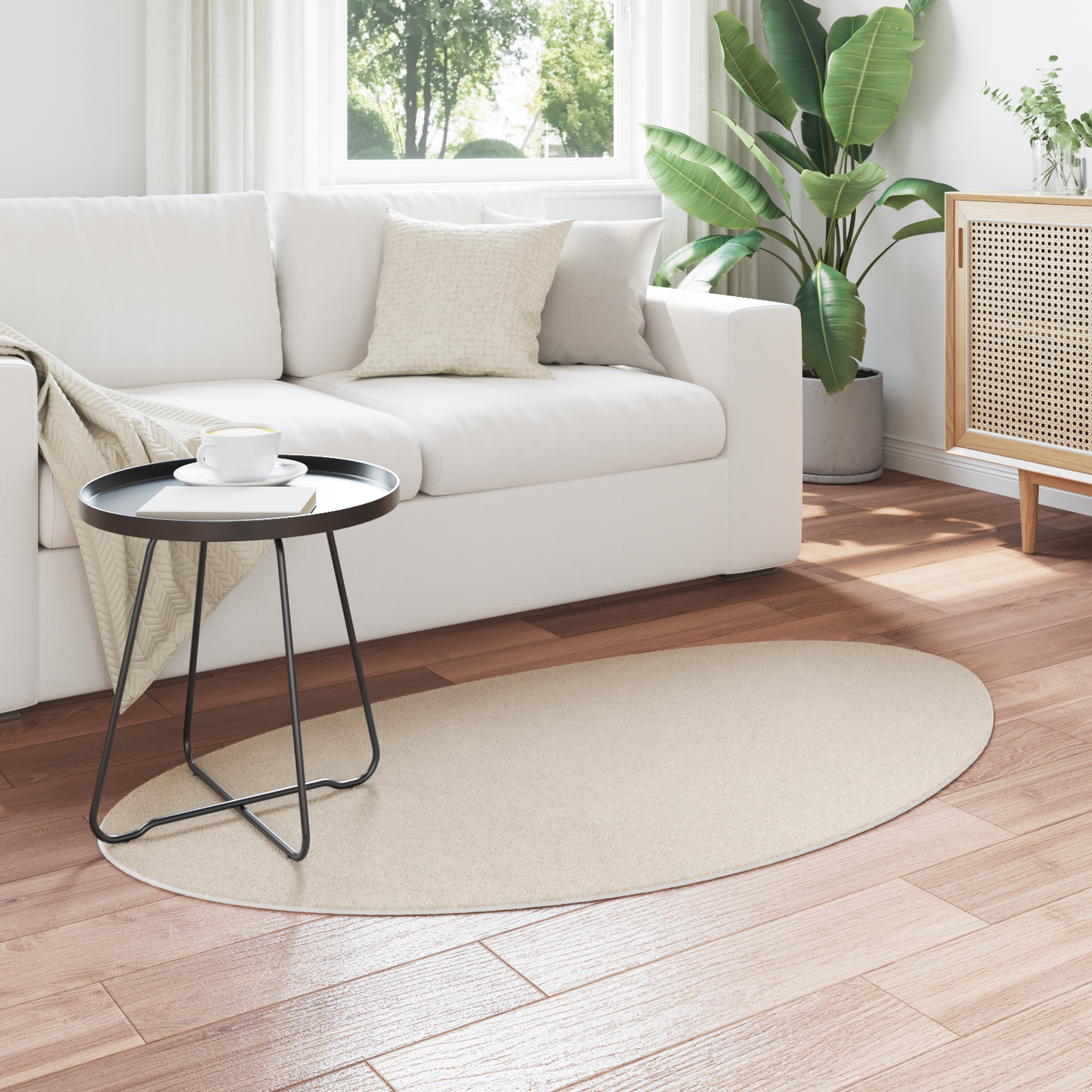 Tæppe &quot;Huarte&quot; Kort Pile Blødt Og Vaskbart Beige 80X150 Cm