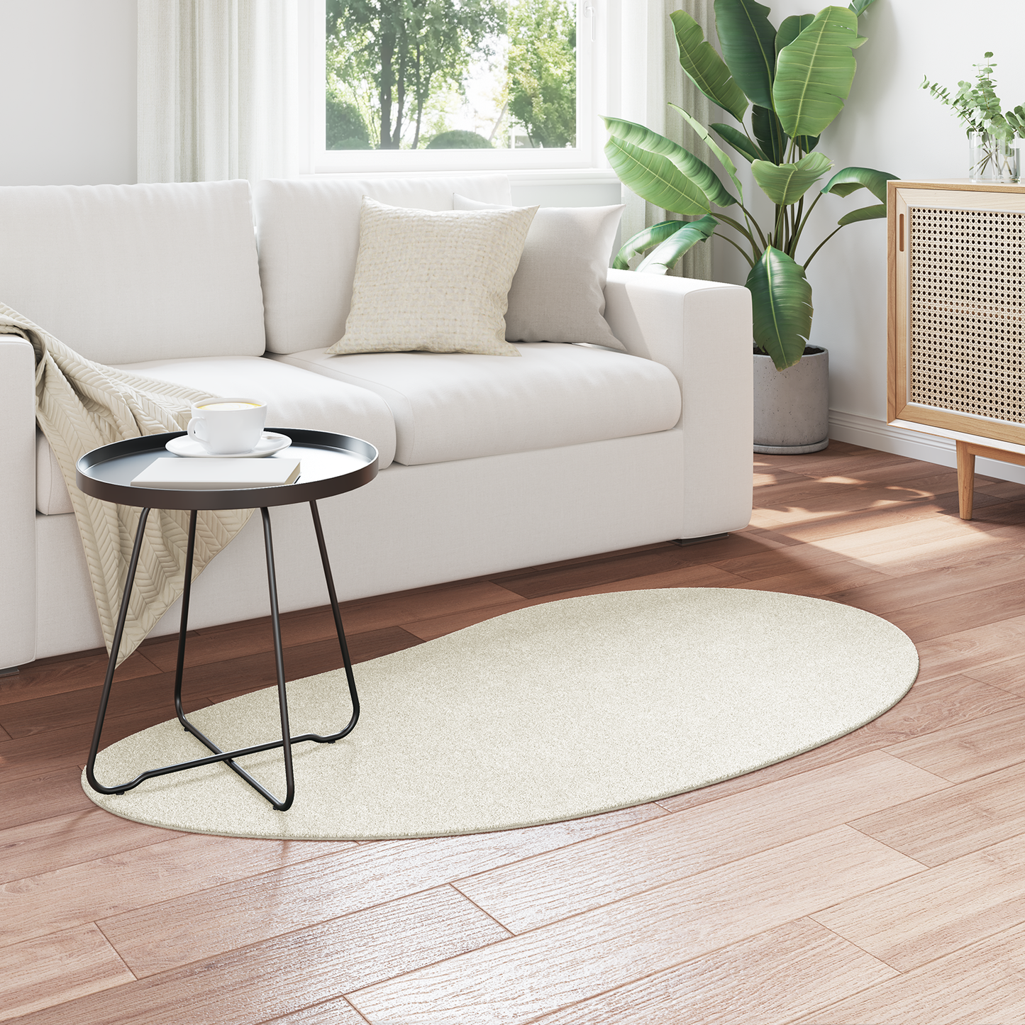 Områdetæppe Creme 80X150 Cm Polyester Antislip