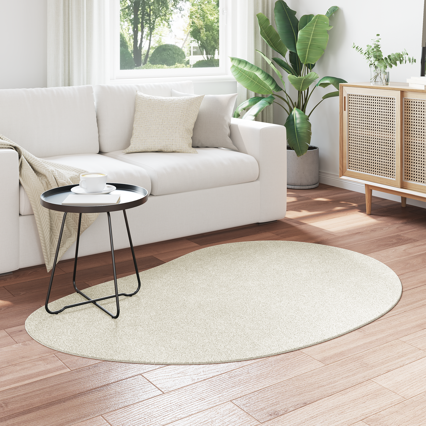 Områdetæppe Creme 120X170 Cm Polyester Skridsikkert