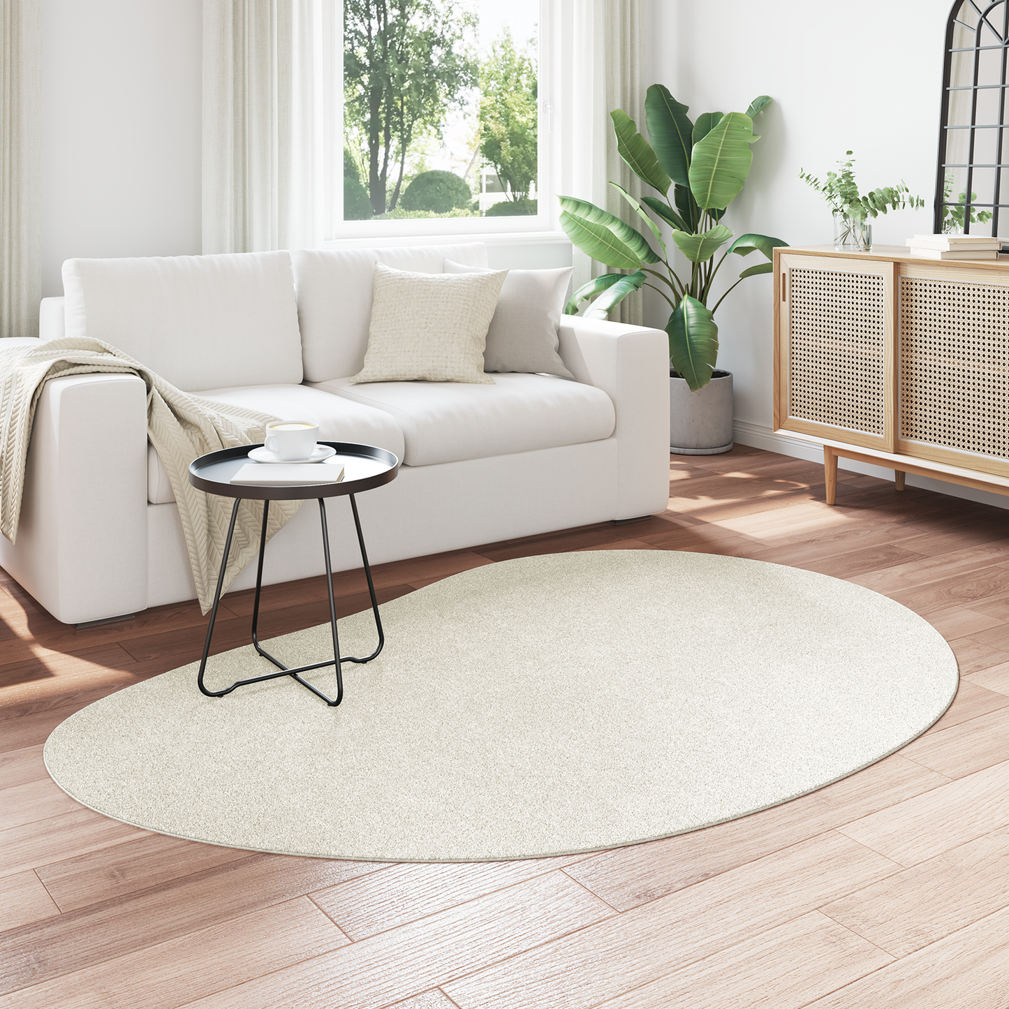 Bord Tæppe Creme 140X200 Cm Polyester Skridsikkert