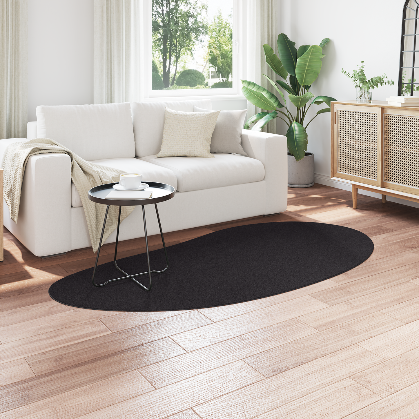 Områdetæppe Sort 100 X 200 Cm Polyester Non-Slip