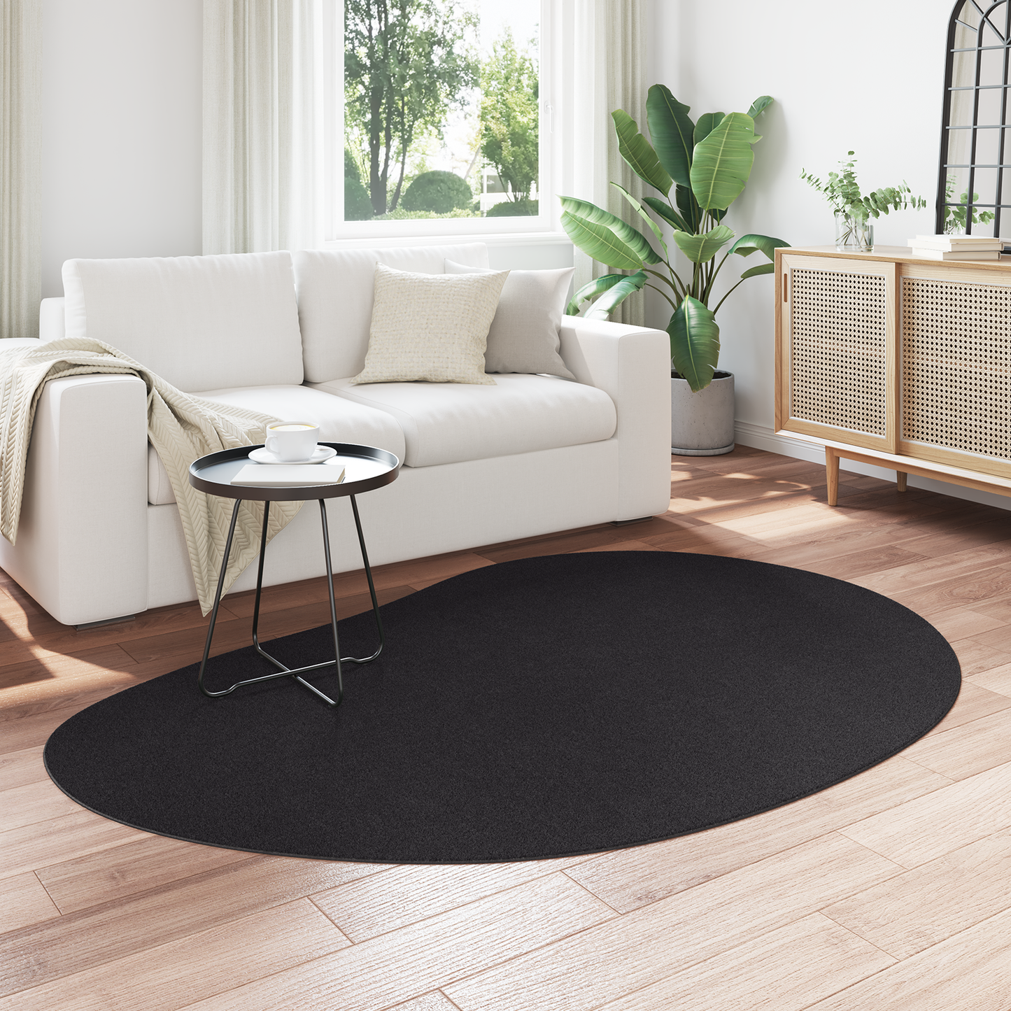 Område Tæppe Sort 140X200 Cm Polyester Ikke-Skrid