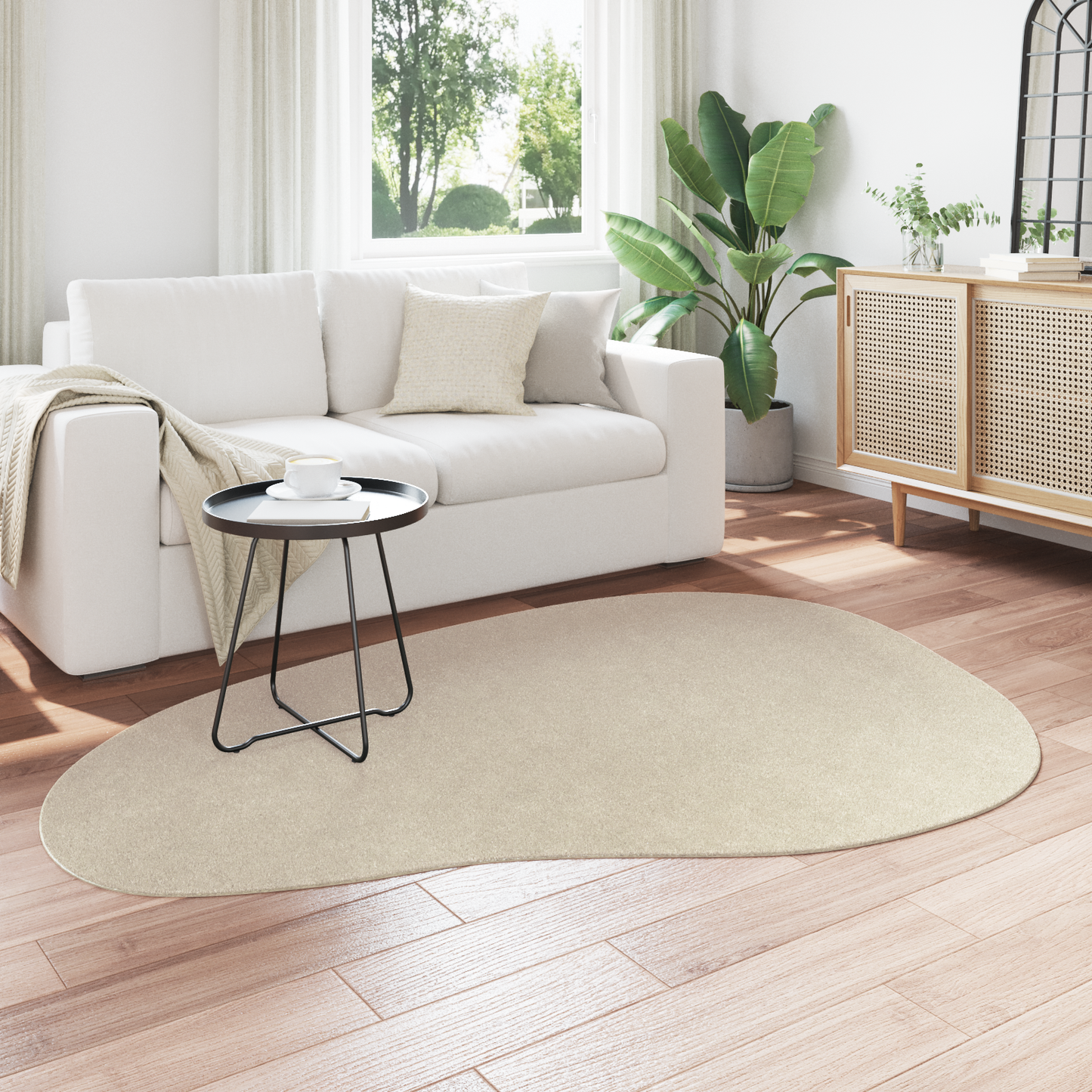 Tæppe &quot;Huarte&quot; Kort Pile Blødt Og Vaskbart Beige 140X200 Cm