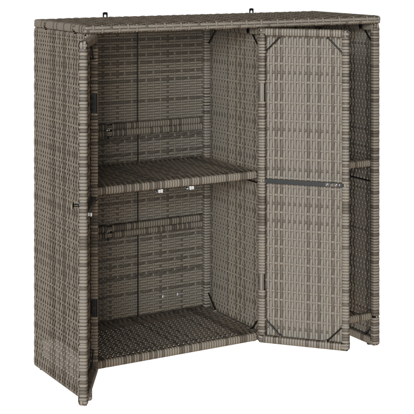 Opbevaringsskab Grå 100X36X102 Cm Rattan