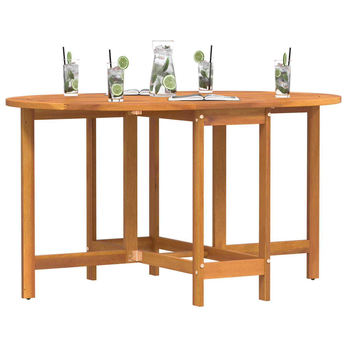 Sammenklappeligt Smørrebrødsbord 110X60X72 Cm I Massivt Akacietræ - Oval