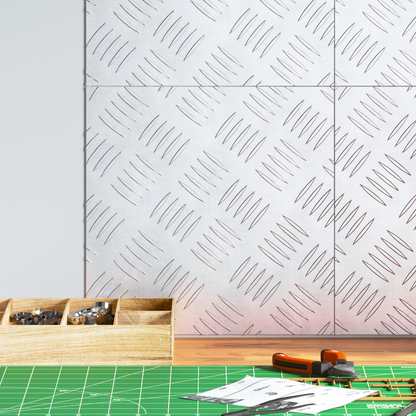 Checker Plader 4 Dele Sølv 30 X 30 Cm Aluminium