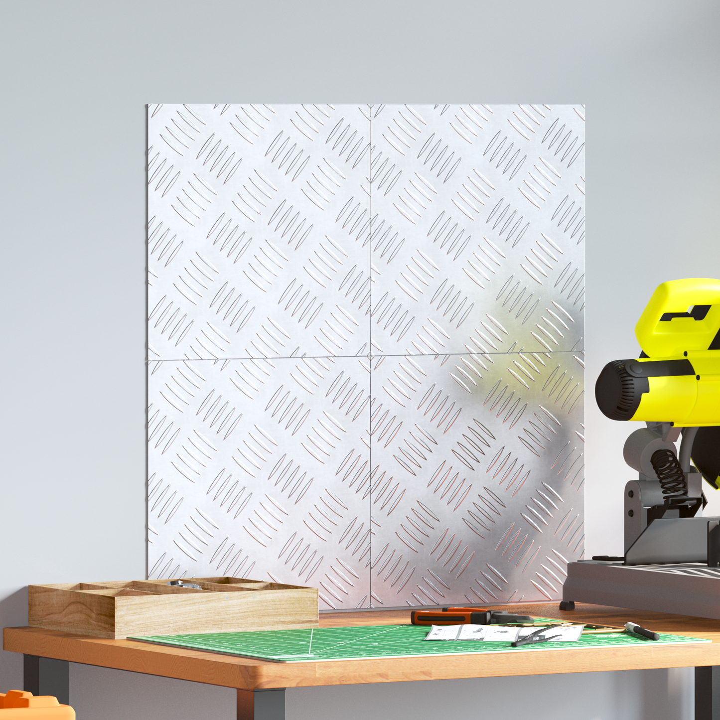 Checker Plader 4 Dele Sølv 30 X 30 Cm Aluminium